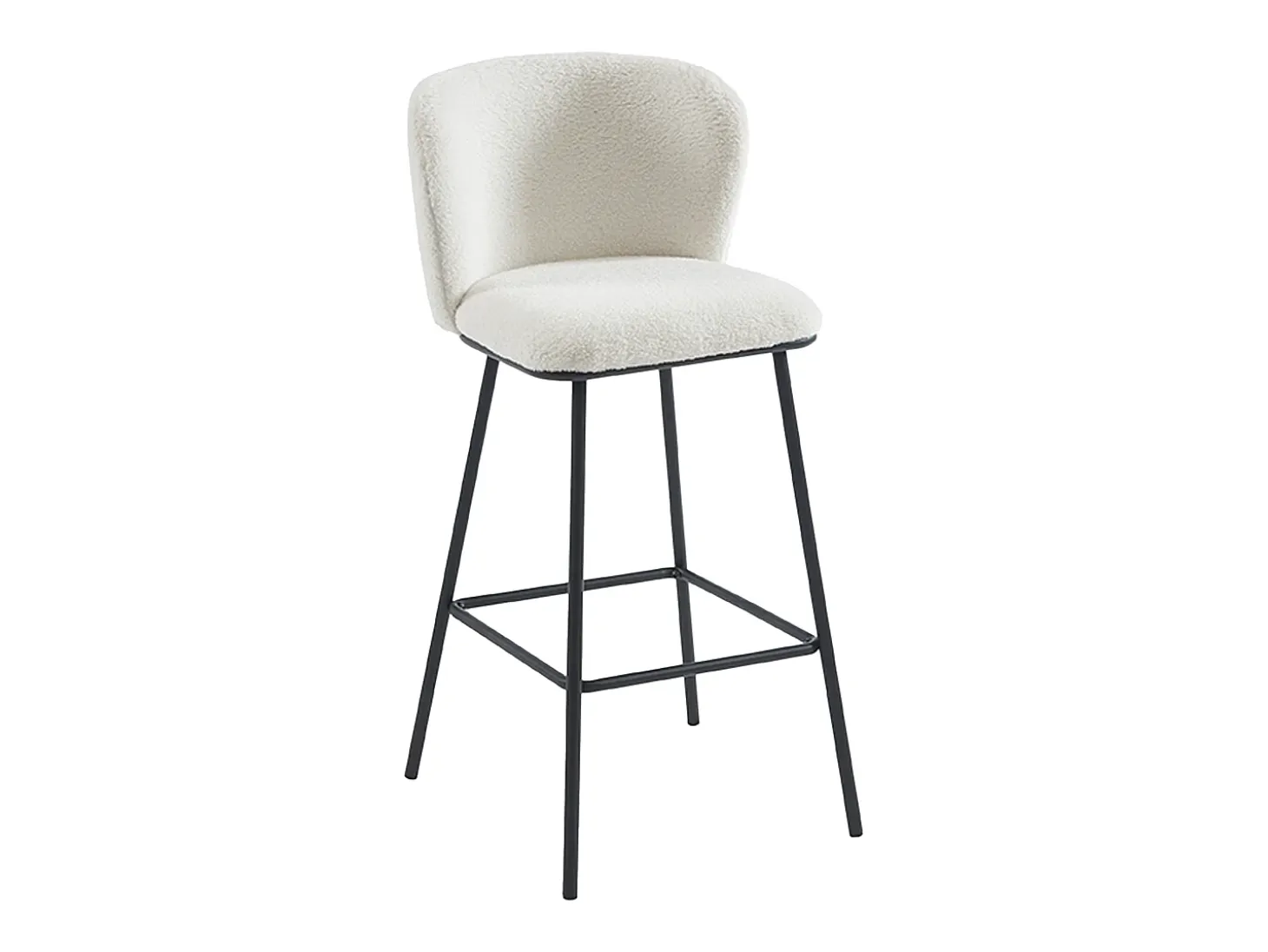 Conjunto de 2 taburetes de bar en tela bouclé y metal - blanco - SENORASE