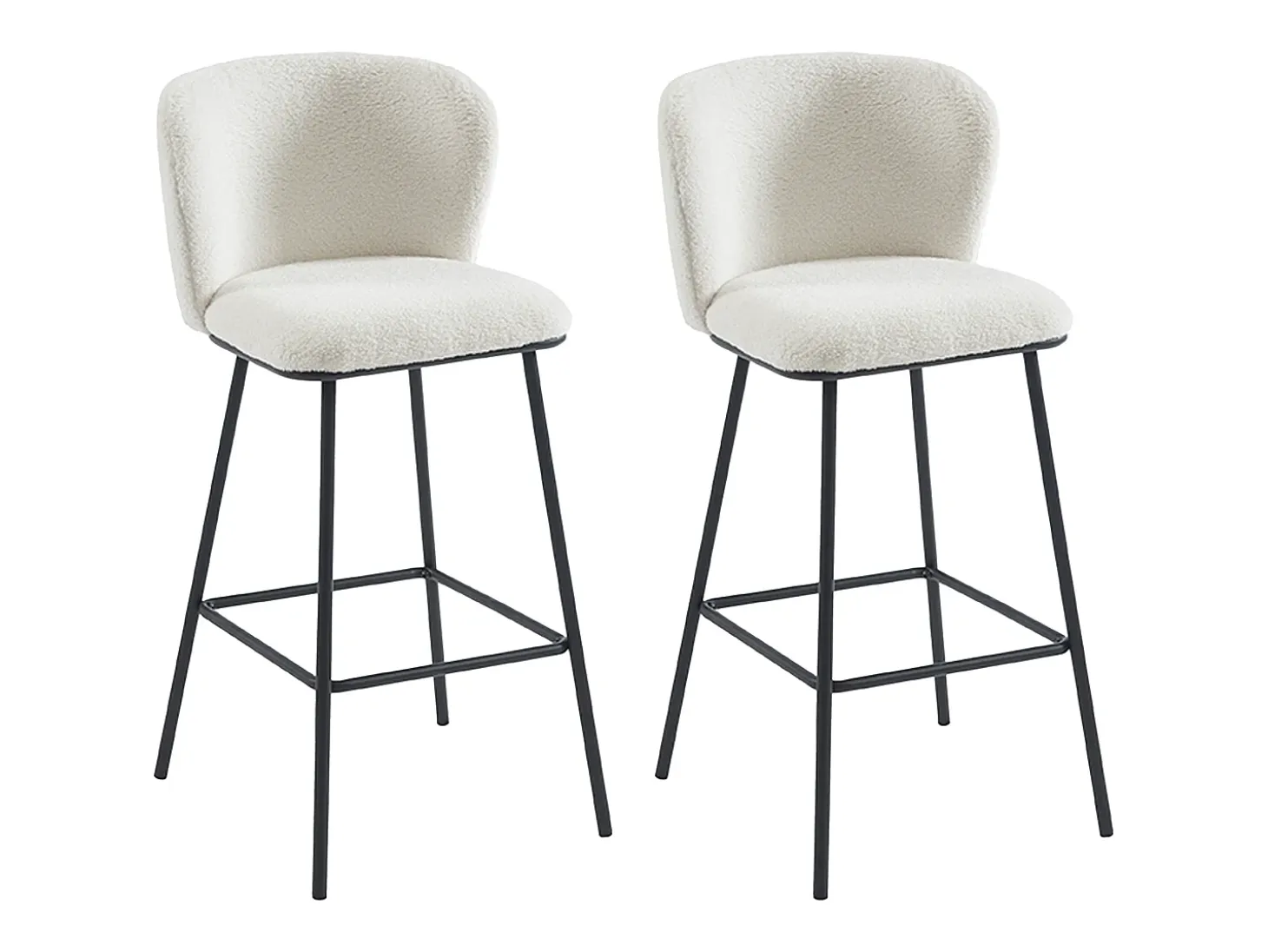 Conjunto de 2 taburetes de bar en tela bouclé y metal - blanco - SENORASE