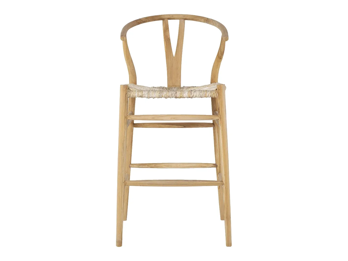 Conjunto de 2 taburetes de bar de teca y mimbre - Natural - POGIANA