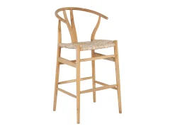 Conjunto de 2 taburetes de bar de teca y mimbre - Natural - POGIANA