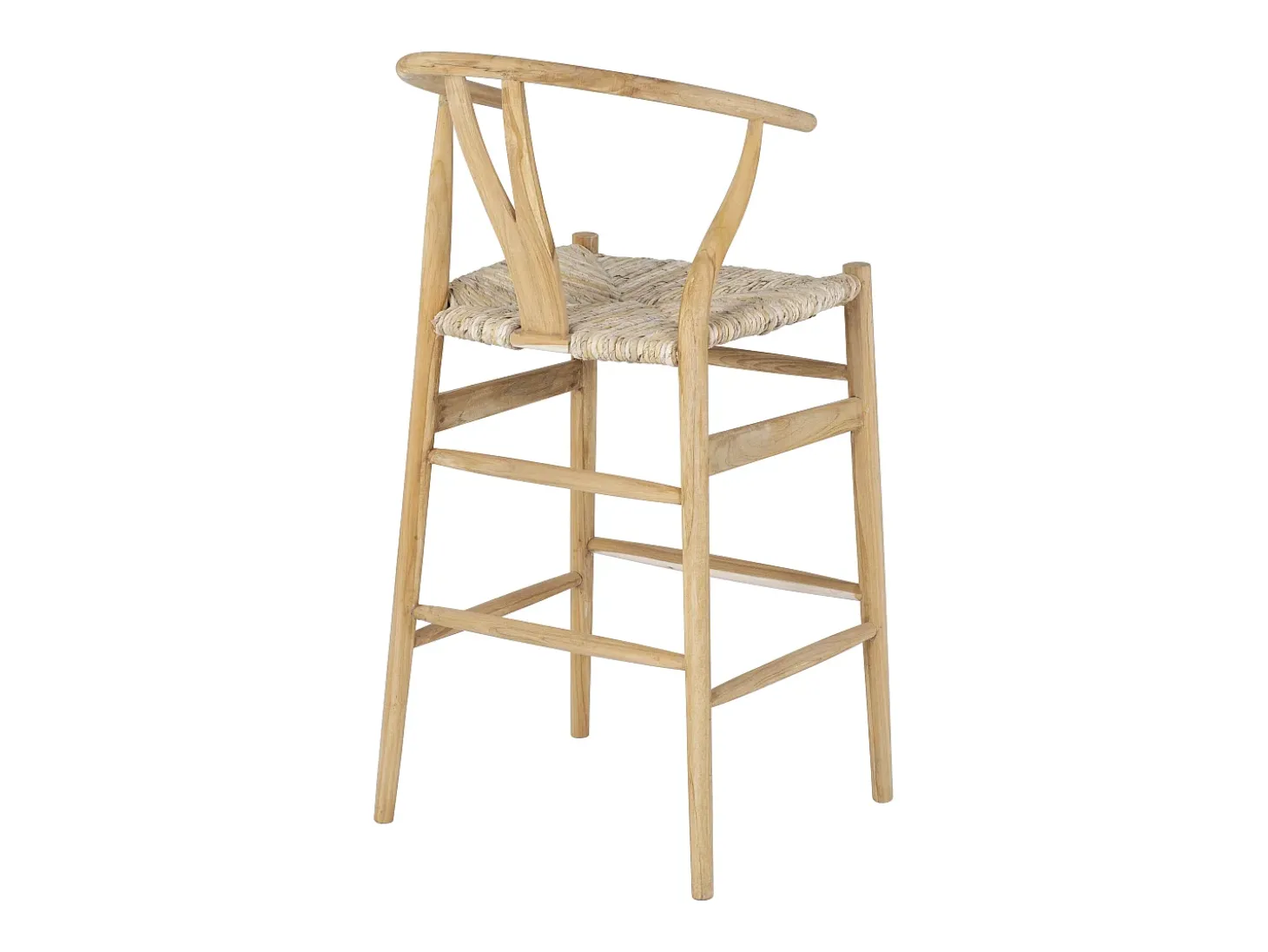 Conjunto de 2 taburetes de bar de teca y mimbre - Natural - POGIANA
