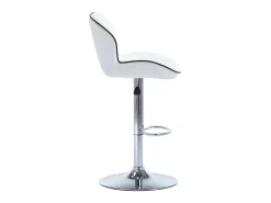 Conjunto de 2 taburetes de bar en piel sintética y acero cromado - Altura regulable - Blanco - CALVIN