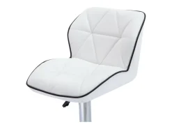 Conjunto de 2 taburetes de bar en piel sintética y acero cromado - Altura regulable - Blanco - CALVIN