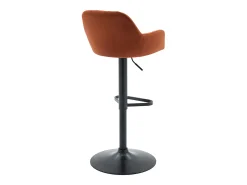 Conjunto de 2 taburetes de bar de terciopelo y metal - Altura ajustable - Terracota - ELEANA