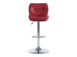 Conjunto de 2 taburetes de bar en piel sintética y acero cromado - Altura regulable - Rojo - CALVIN