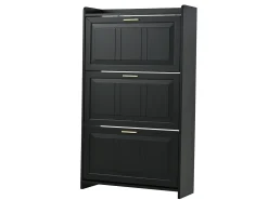 Conjunto de 2 zapateros 70 x 24 x 120 cm con 3 puertas - Negro