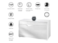 Conjunto de Armario Espoo, Recibidor con Banco Zapatero, 2 Paneles de Pared y 2 Espejos de Pared Redondos, blanco mate/hormigón oxidado