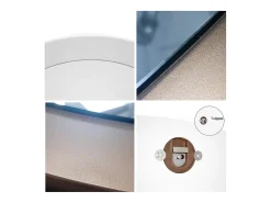 Conjunto de Armario Espoo, Recibidor con Banco Zapatero, 2 Paneles de Pared y 2 Espejos de Pared Redondos, blanco mate/blanco de alto brillo