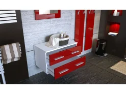 Conjunto de armario Kioto, Carcasa en blanco mate / Frente en negro alto brillo