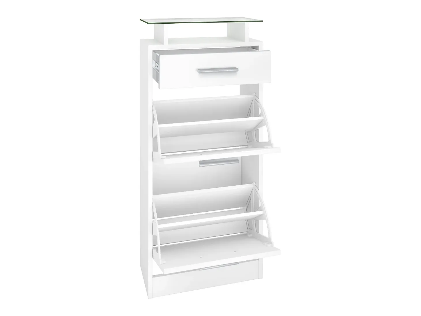 Conjunto de armario Loret V2 Mini, Carcasa en blanco mate / Frente en gris arena alto brillo