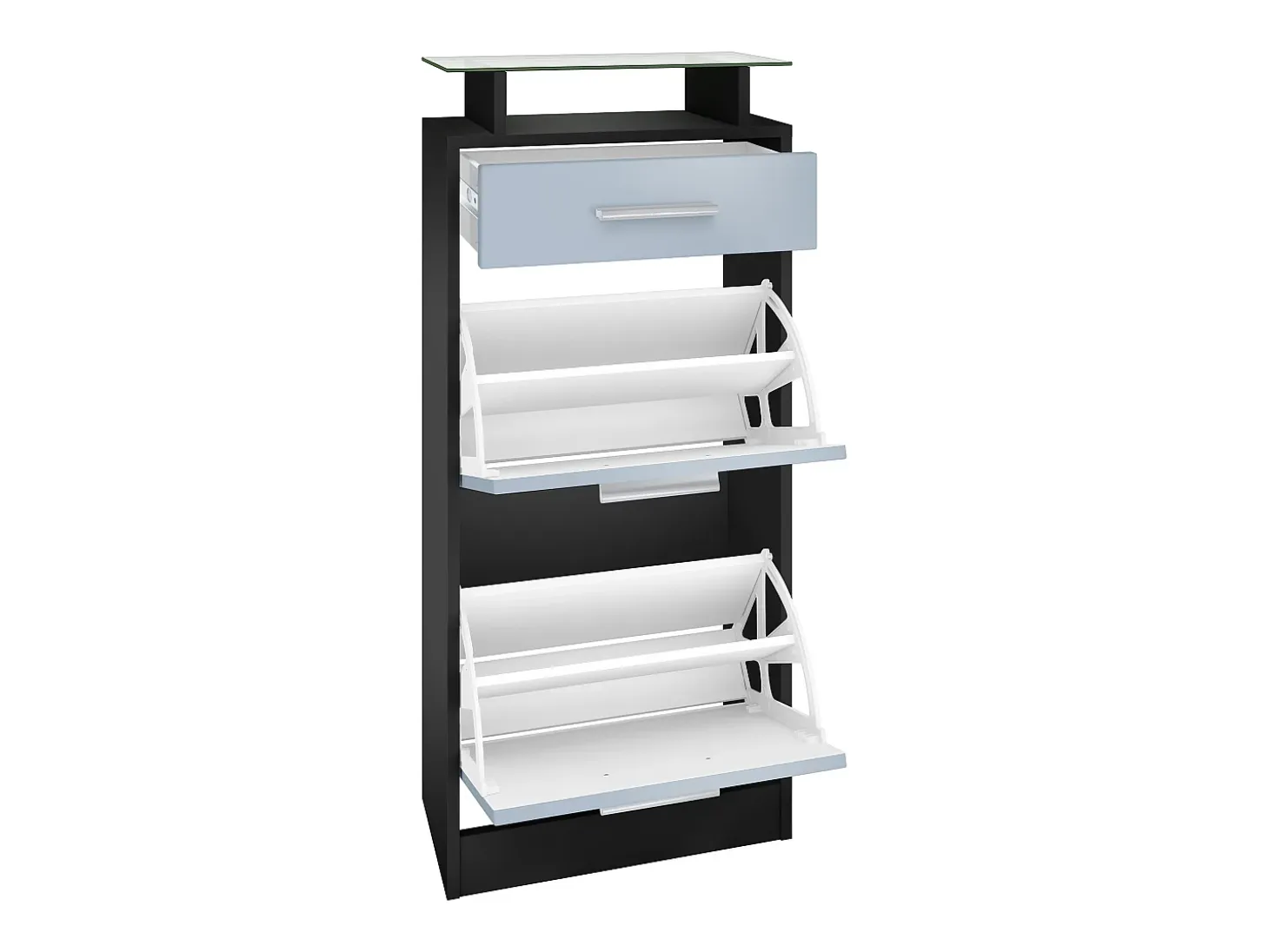 Conjunto de armario Loret V2 Mini, Carcasa en Negro mate / Frente en Burdeos alto brillo