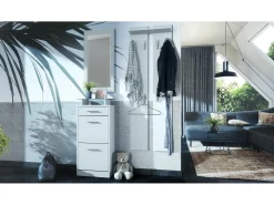 Conjunto de armario Loret V2 Mini, Carcasa en blanco mate / Frente en blanco mate