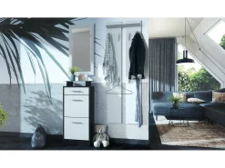 Conjunto de armario Loret V2 Mini, Carcasa en negro mate / Frente en blanco mate