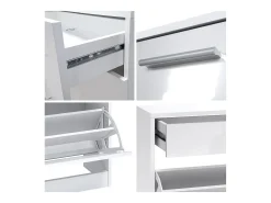 Conjunto de armario Loret V2 Mini, Carcasa en negro mate / Frente en blanco mate