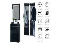 Conjunto de armario Loret V2 Mini, Carcasa en negro mate / Frente en negro alto brillo