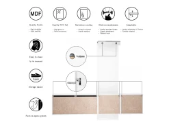 Conjunto de armario Vladon DualVista, compuesto por 1 panel para abrigos, 1 armario con cajones, 1 módulo de armario y 2 espejos, blanco mate/blanco de alto brillo