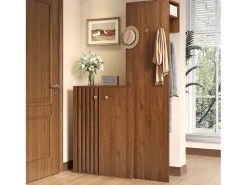 Conjunto de armario/guardarropa moderno - 115 x 38,5 x 191,5 cm - con zapatero + ganchos y barra para ropa - MDF - marrón