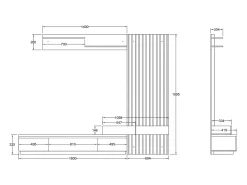 Conjunto de Comedor Con Mesa Tv y Panelado 250x200 cm - Blanco y Roble