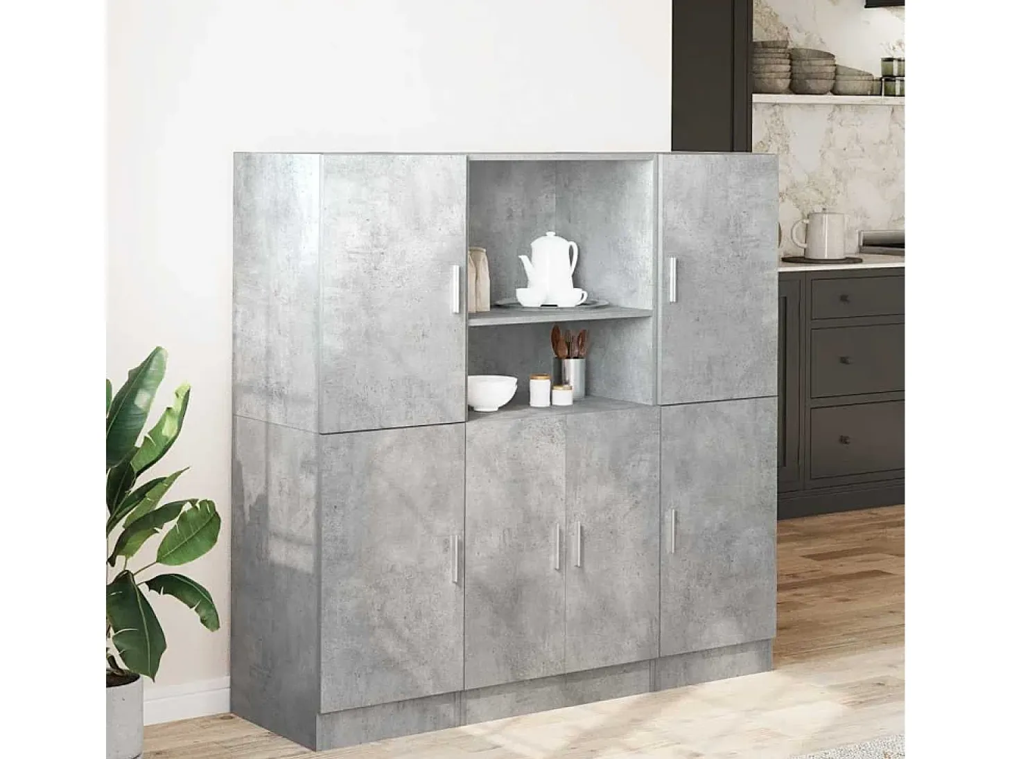 Conjunto de gabinetes de cocina de 3 piezas en gris hormigón