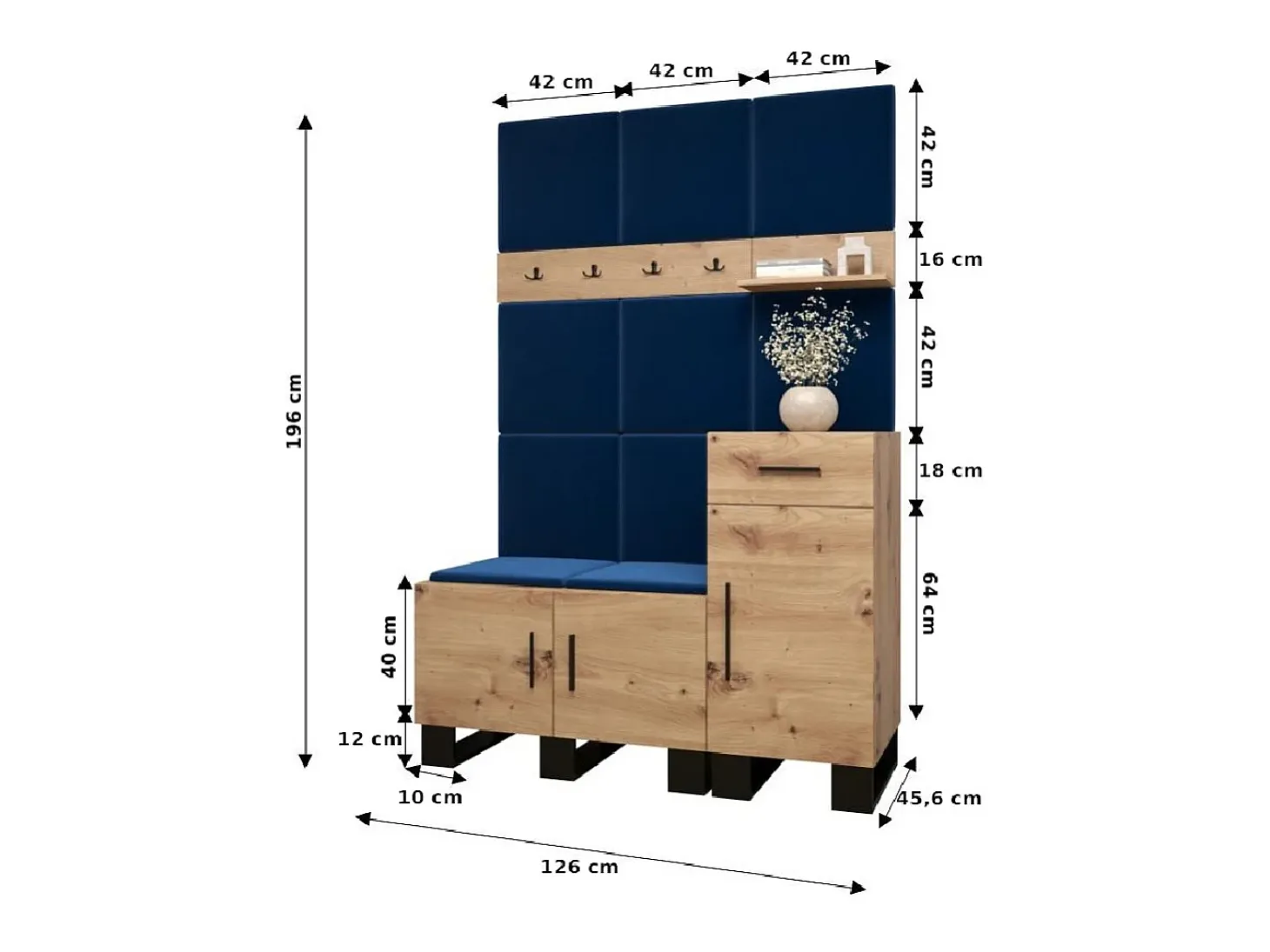 Conjunto de guardarropa Artin 5 196/126/46 (Roble/Manila 16)