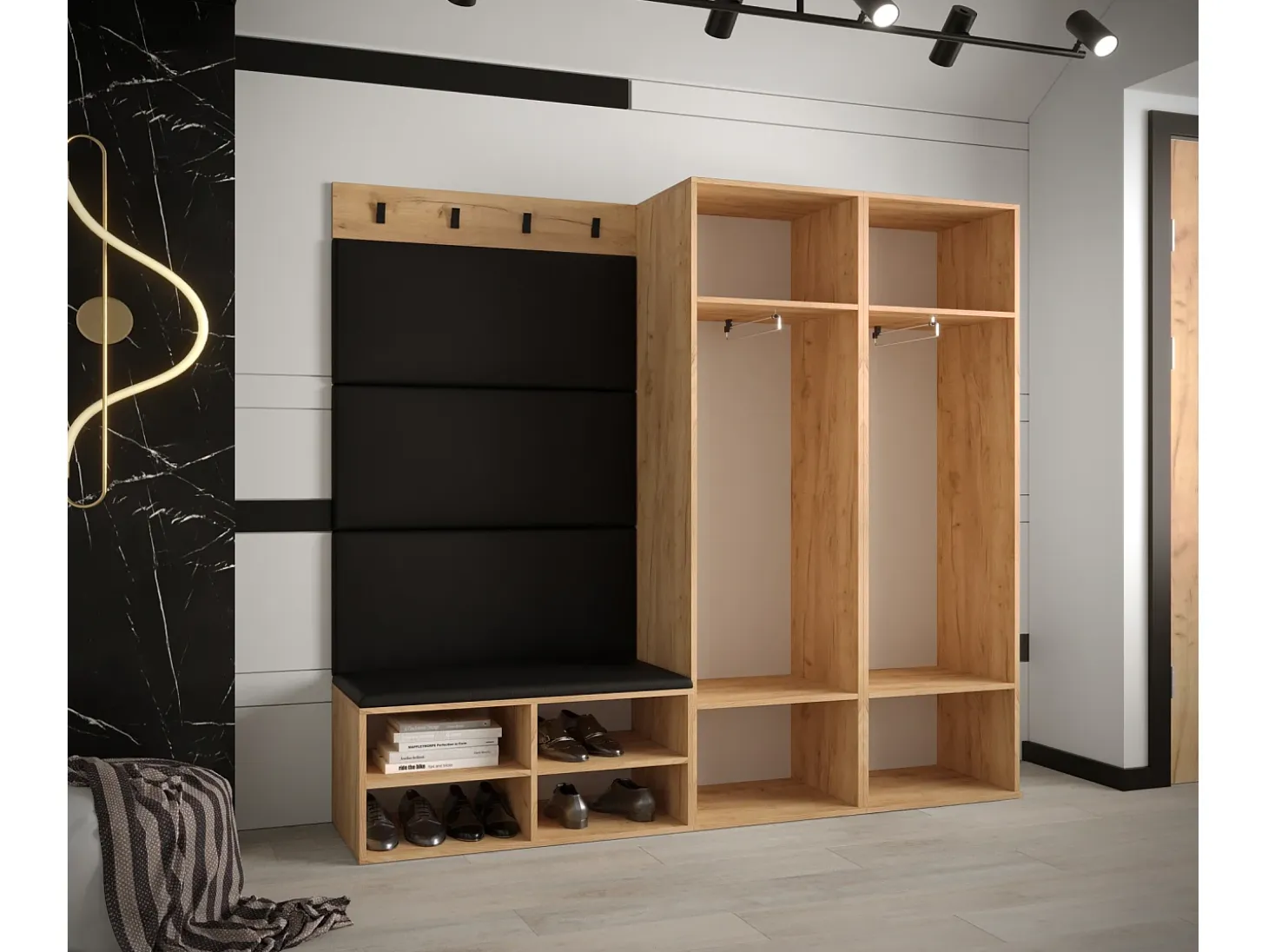Conjunto de guardarropa Miro 5 184/184/42 (Roble/Manila 02)