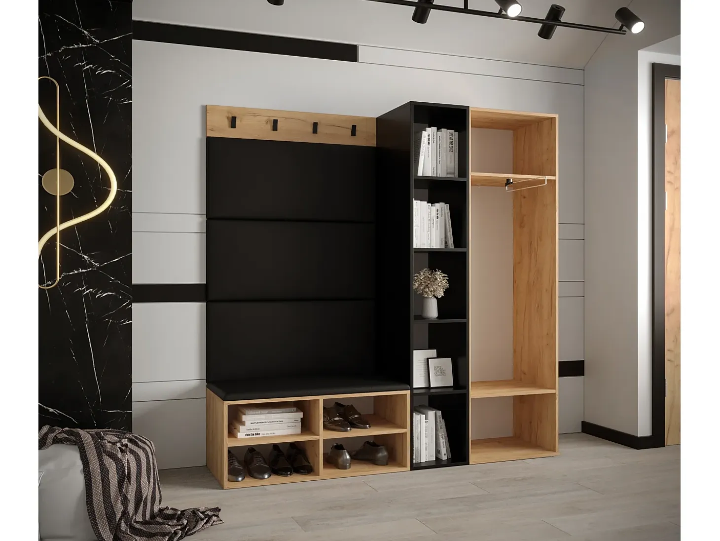 Conjunto de guardarropa Miro 1 184/164/42 (Roble/Manila 18)
