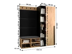 Conjunto de guardarropa Miro 1 184/164/42 (Roble/Manila 18)
