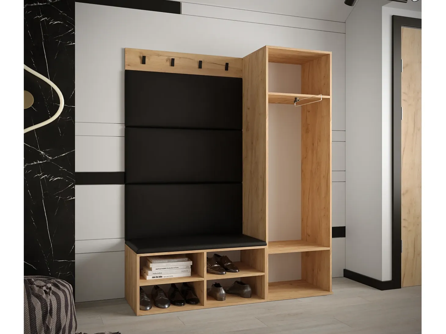 Conjunto de guardarropa Miro 6 184/134/42 (Roble/Manila 16)