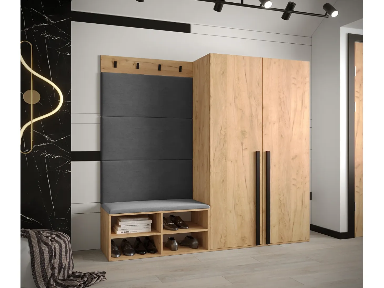 Conjunto de guardarropa Miro 5 184/184/42 (Roble/Manila 16)