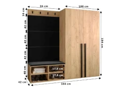 Conjunto de guardarropa Miro 5 184/184/42 (Roble/Manila 16)