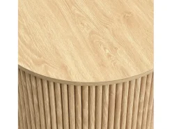 Conjunto de mesa de centro - Tablero redondo - Diseño de rayas verticales - MDF - Natural