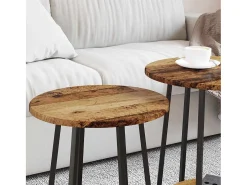 Conjunto de mesas auxiliares 2 piezas Madera vieja y Negro