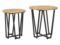 Conjunto de mesas auxiliares 2 piezas Roble Artisan y Negro