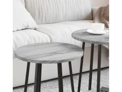 Conjunto de mesas auxiliares 2 piezas Gris sonoma y Negro
