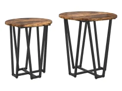 Conjunto de mesas auxiliares 2 piezas Roble ahumado y Negro