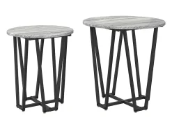 Conjunto de mesas auxiliares 2 piezas Gris sonoma y Negro