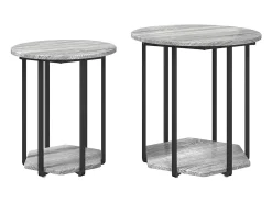 Conjunto de mesas auxiliares 2 piezas Gris sonoma y Negro