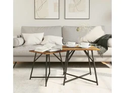 Conjunto de mesas auxiliares 2 piezas Madera vieja y Negro