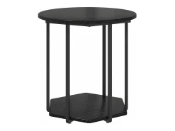 Conjunto de mesas auxiliares con estante 2 piezas Roble negro