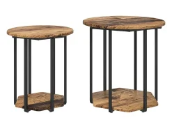 Conjunto de mesas auxiliares 2 piezas Madera vieja y Negro