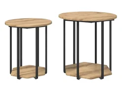 Conjunto de mesas auxiliares 2 piezas Roble Artisan y Negro