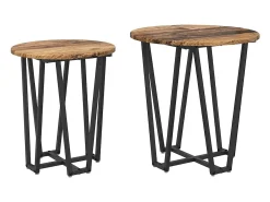 Conjunto de mesas auxiliares 2 piezas Madera vieja y Negro