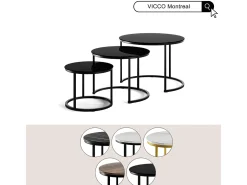 Conjunto de mesas de centro vidrio 55x55x44.5 montreal
