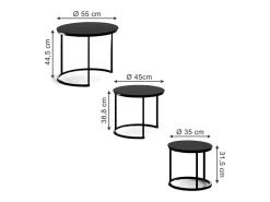 Conjunto de mesas de centro vidrio 55x55x44.5 montreal