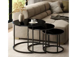 Conjunto de mesas de centro vidrio 55x55x44.5 montreal