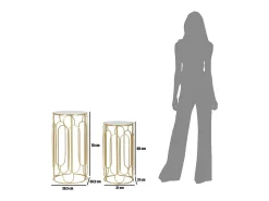Conjunto de Mesitas Auxiliares VKH555, Oro, 36,5x36,5x70 cm, Kendra Home