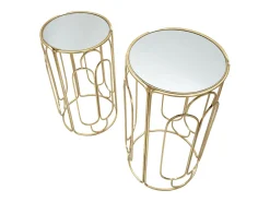 Conjunto de Mesitas Auxiliares VKH555, Oro, 36,5x36,5x70 cm, Kendra Home