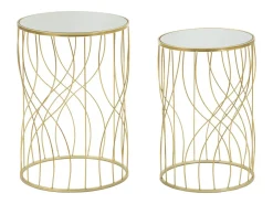 Conjunto de Mesitas Auxiliares VKH545, Oro, 38x38x55 cm, Kendra Home