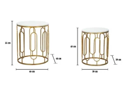 Conjunto de Mesitas Auxiliares VKH535, Oro, 46x46x55 cm, Kendra Home