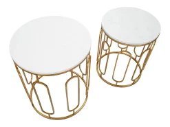 Conjunto de Mesitas Auxiliares VKH535, Oro, 46x46x55 cm, Kendra Home